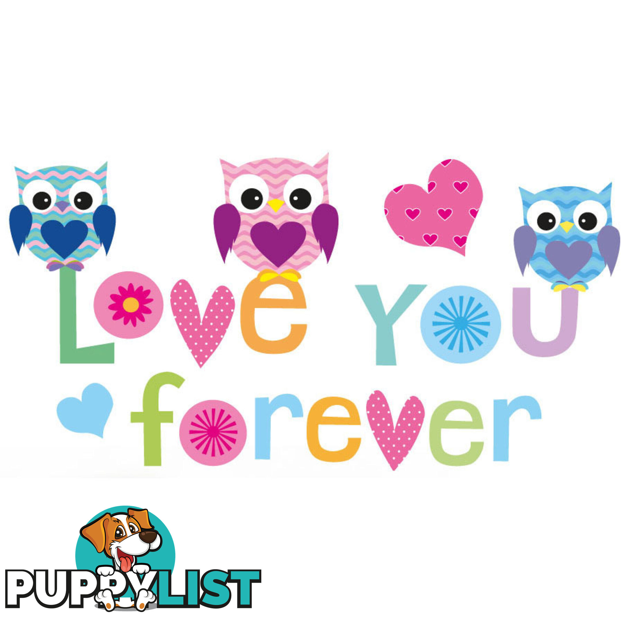 Large Size Love Forever Owls Wall Sticker - Totally Movable