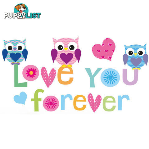 Large Size Love Forever Owls Wall Sticker - Totally Movable