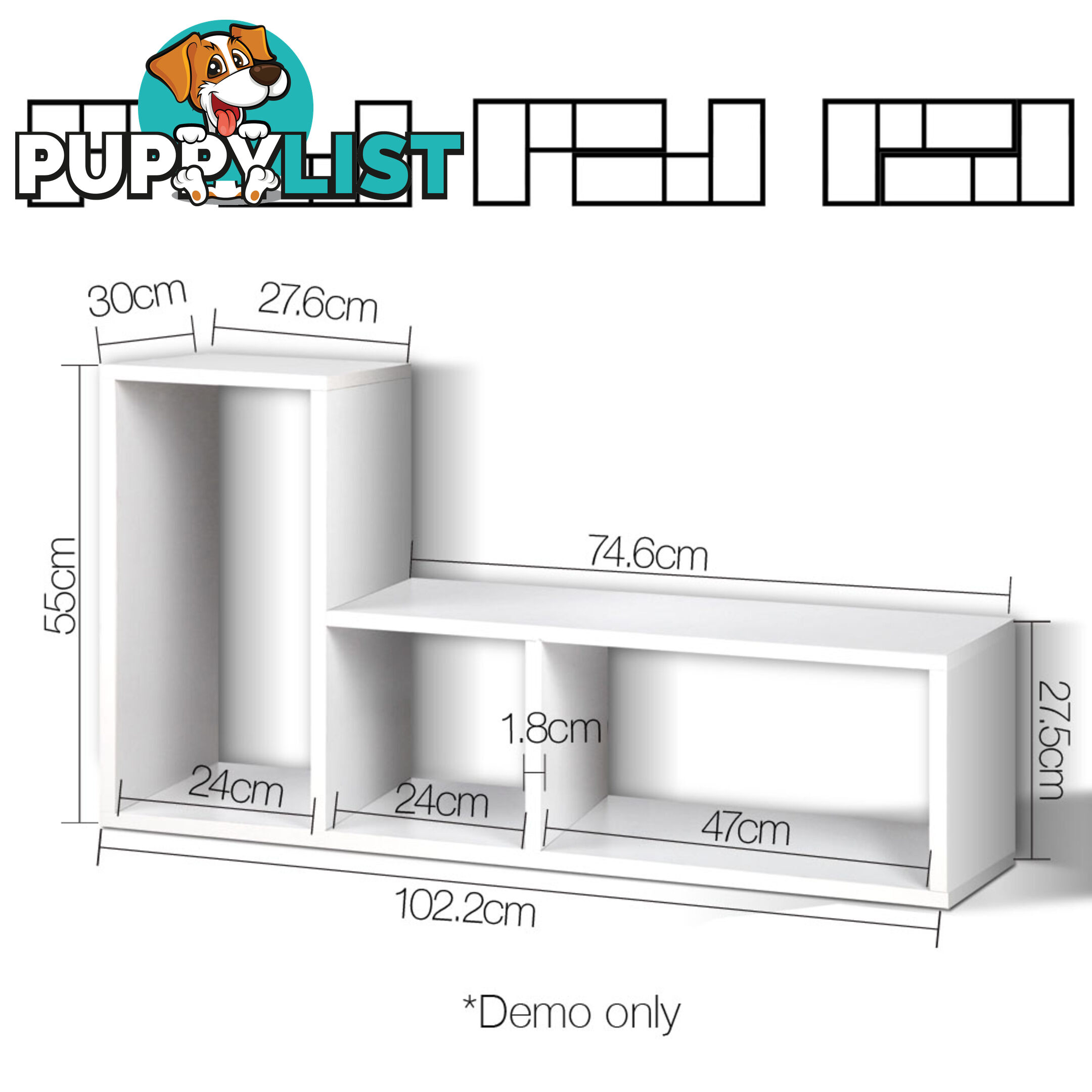 DIY L Shaped Display Shelf - White