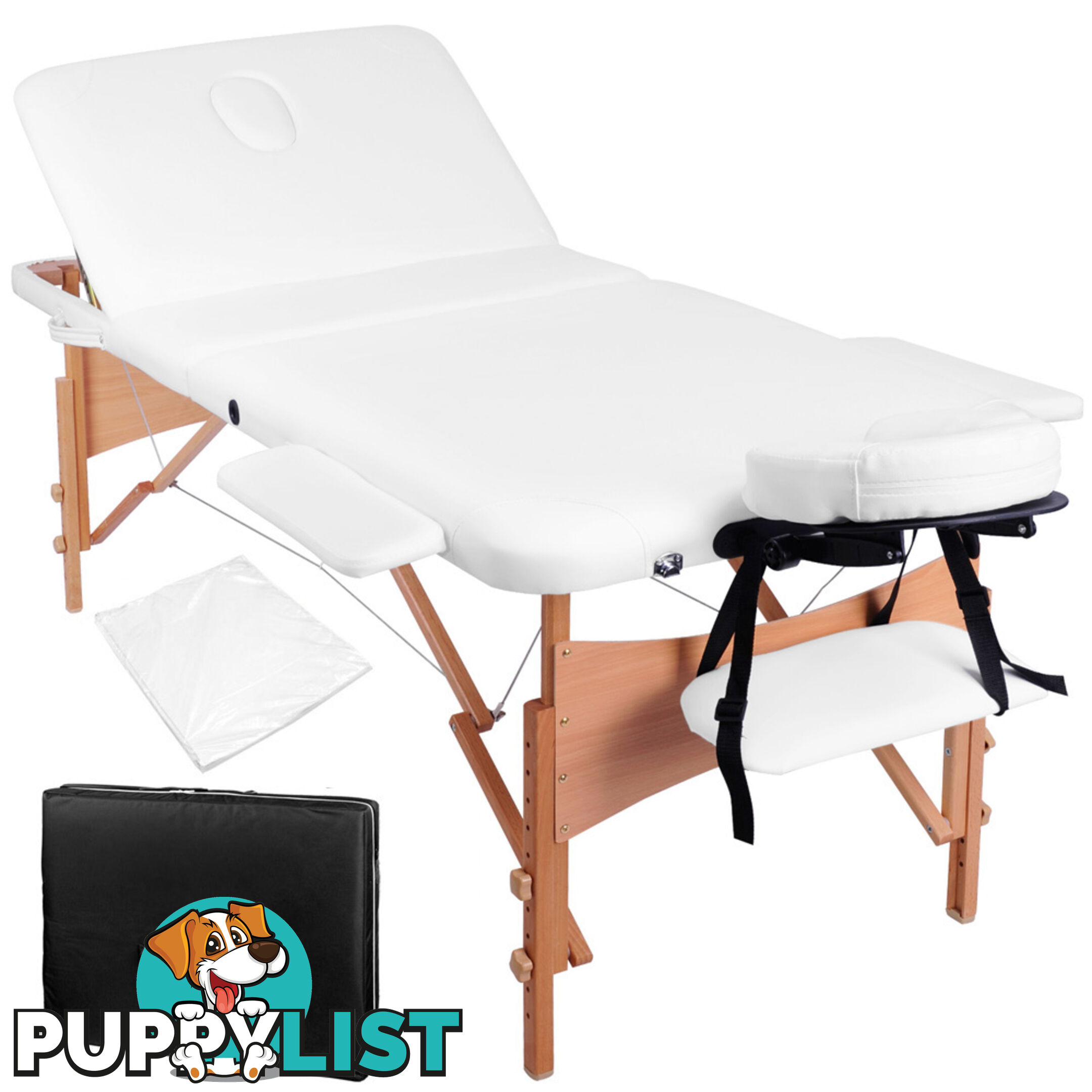 Portable Wooden 3 Fold Massage Table Chair Bed White 70 cm