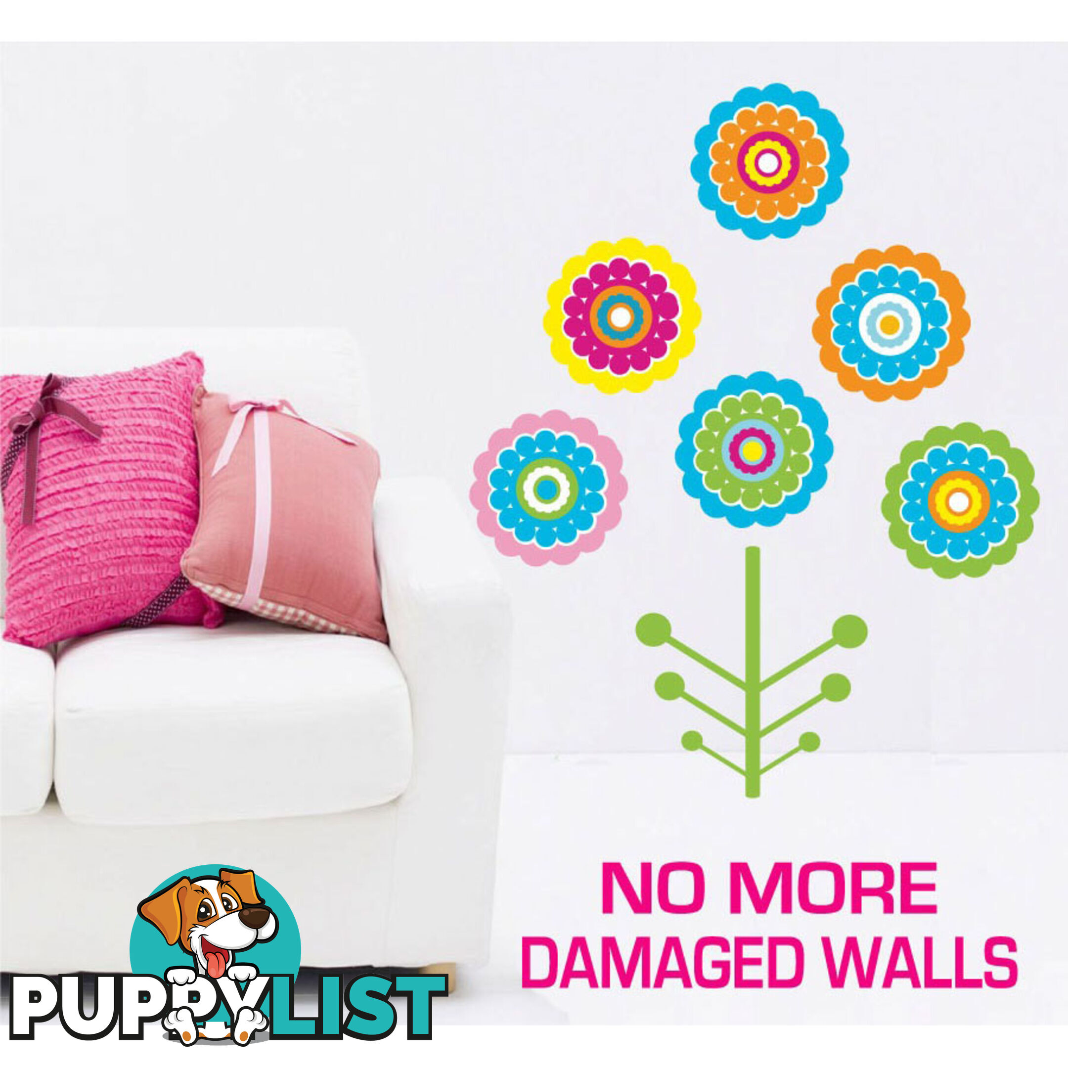 Extra Large Size Colourful Flower Tree Wall Stickers - Totally Movable