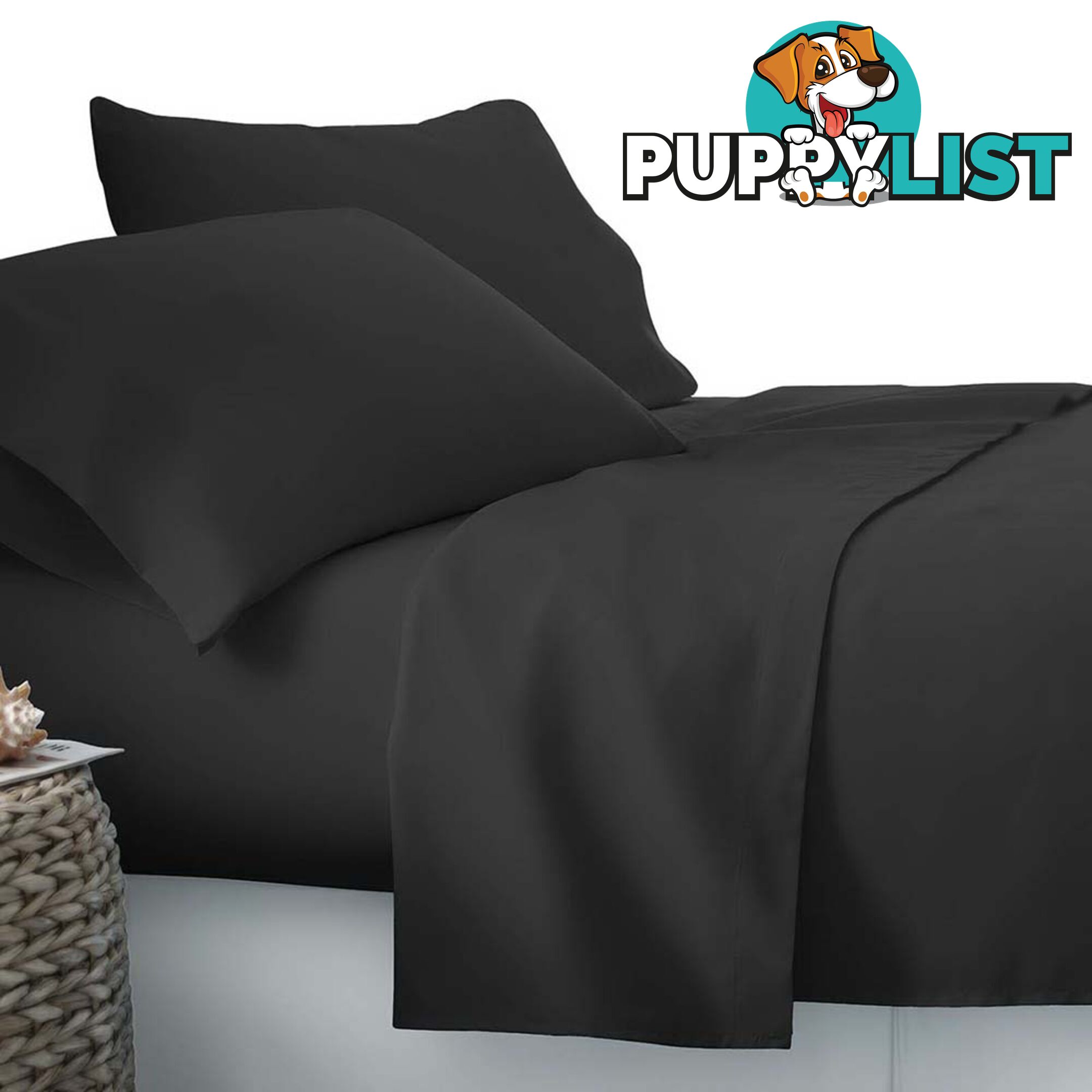 4 Piece Microfibre Sheet Set Double_ Black