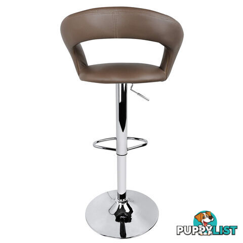 Set of 2 PU Leather Kitchen Bar Stool Taupe