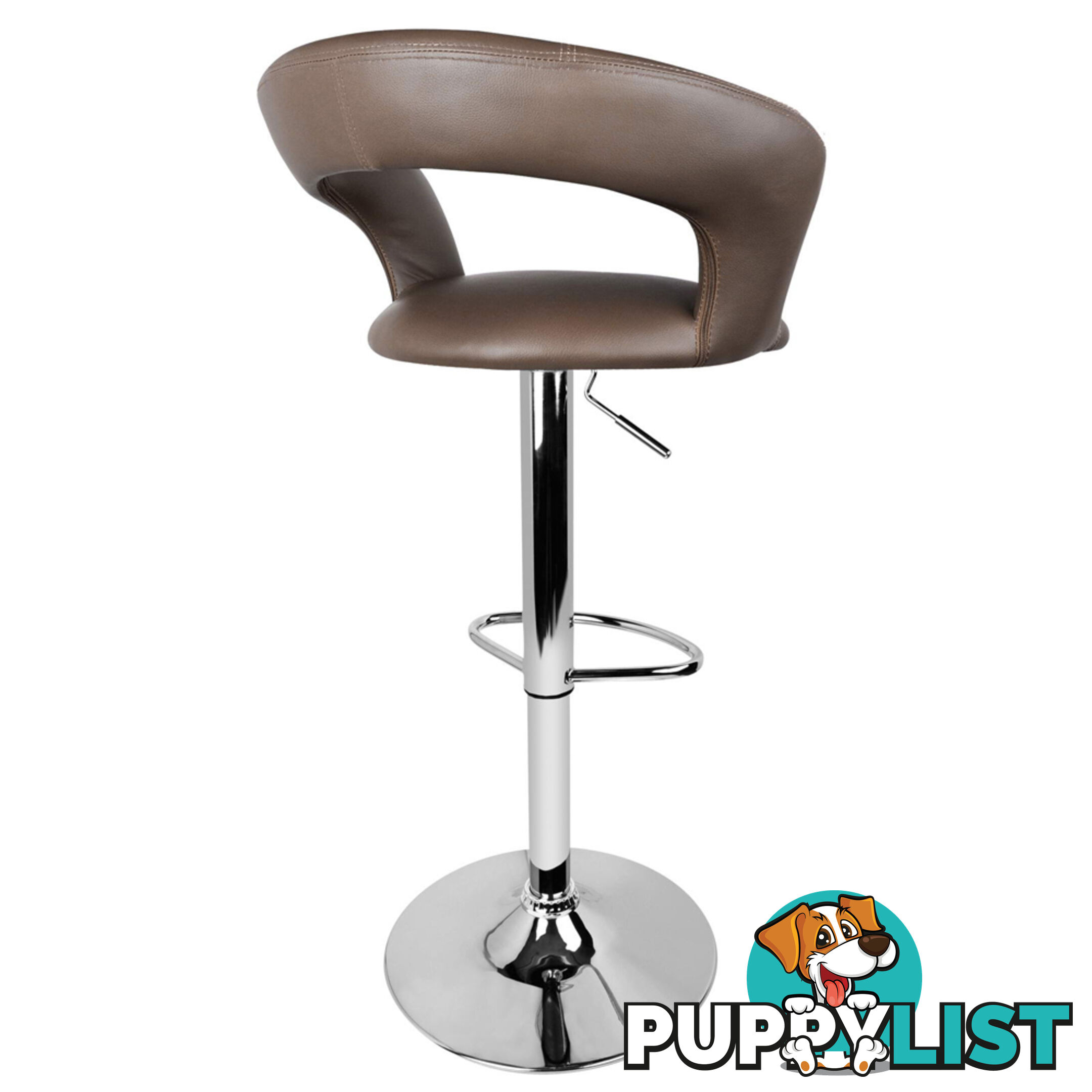 Set of 2 PU Leather Kitchen Bar Stool Taupe