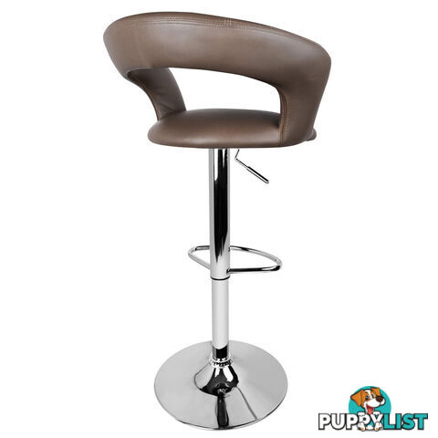 Set of 2 PU Leather Kitchen Bar Stool Taupe