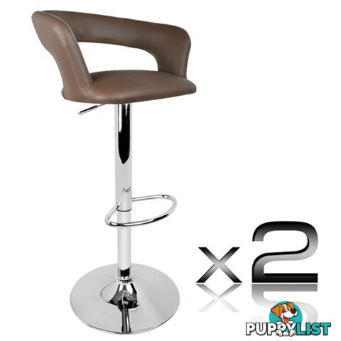 Set of 2 PU Leather Kitchen Bar Stool Taupe