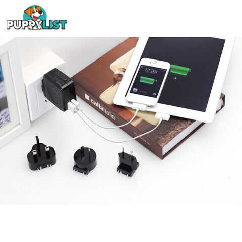 Huntkey TravelMate D204 Multi Plugs USB Wall Charger Adapter 4.2 A US UK EU AU Plugs with Car Charger