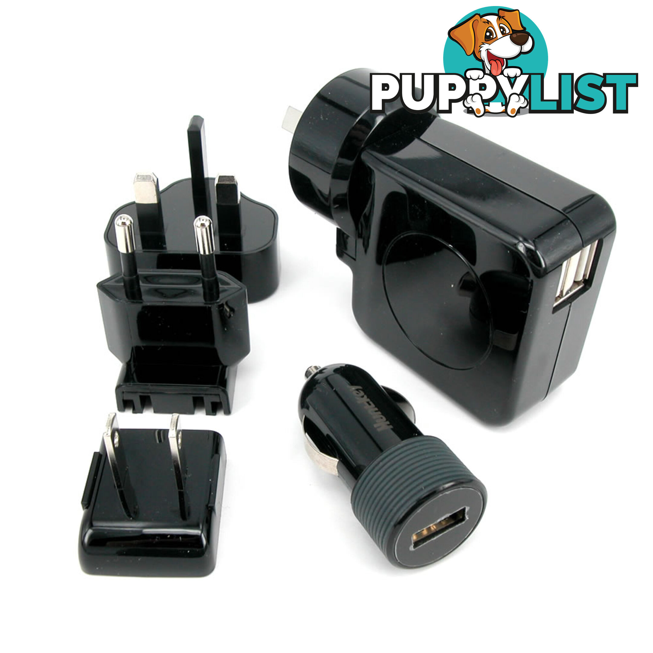 Huntkey TravelMate D204 Multi Plugs USB Wall Charger Adapter 4.2 A US UK EU AU Plugs with Car Charger