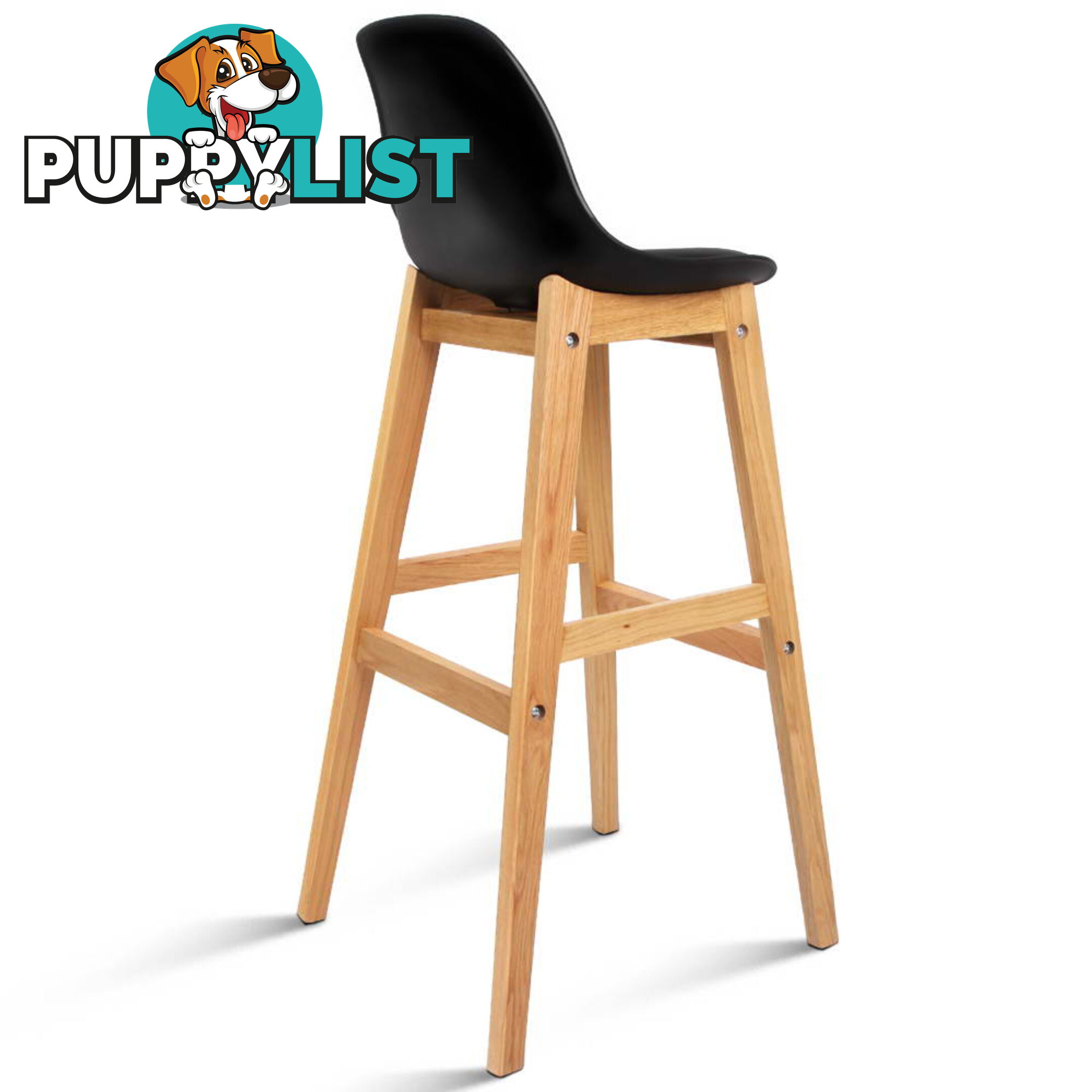 Set of 2 High Seat Back Barstools _ Black