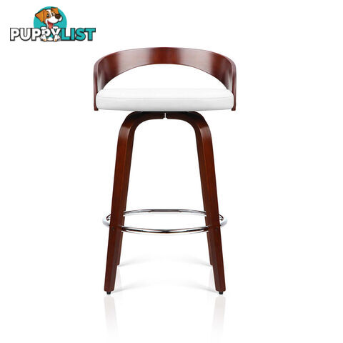 Set of 2 Cherry Wood Bar Stools with Chrome Footrest