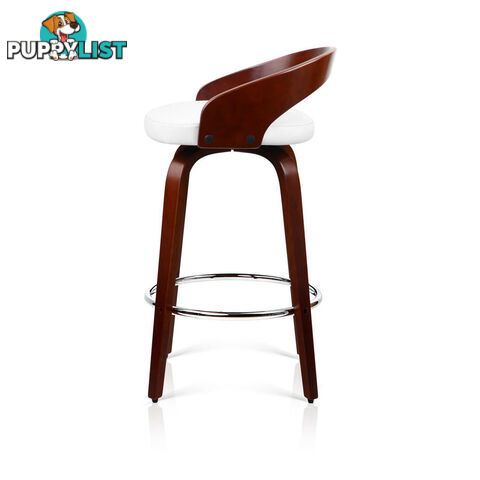 Set of 2 Cherry Wood Bar Stools with Chrome Footrest