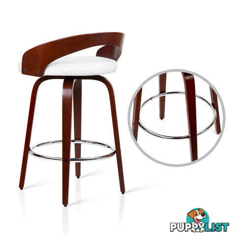 Set of 2 Cherry Wood Bar Stools with Chrome Footrest