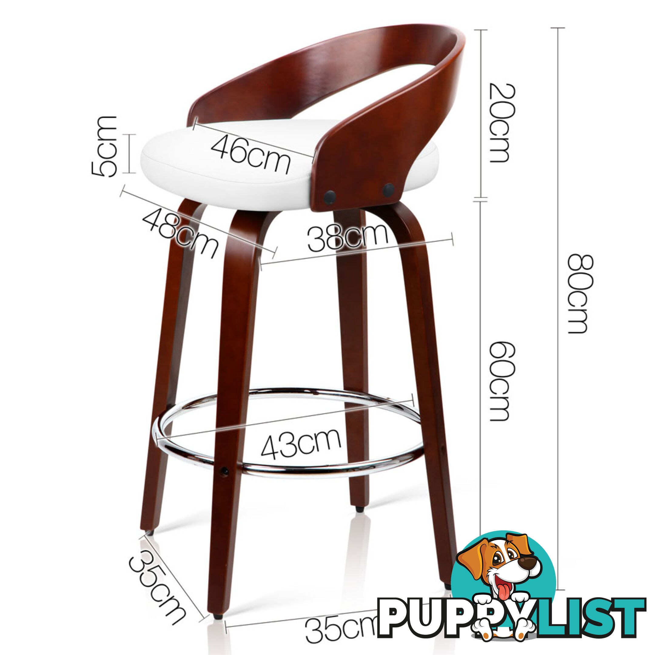 Set of 2 Cherry Wood Bar Stools with Chrome Footrest