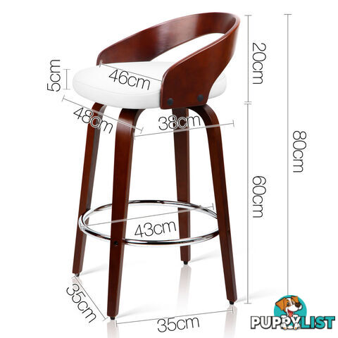 Set of 2 Cherry Wood Bar Stools with Chrome Footrest