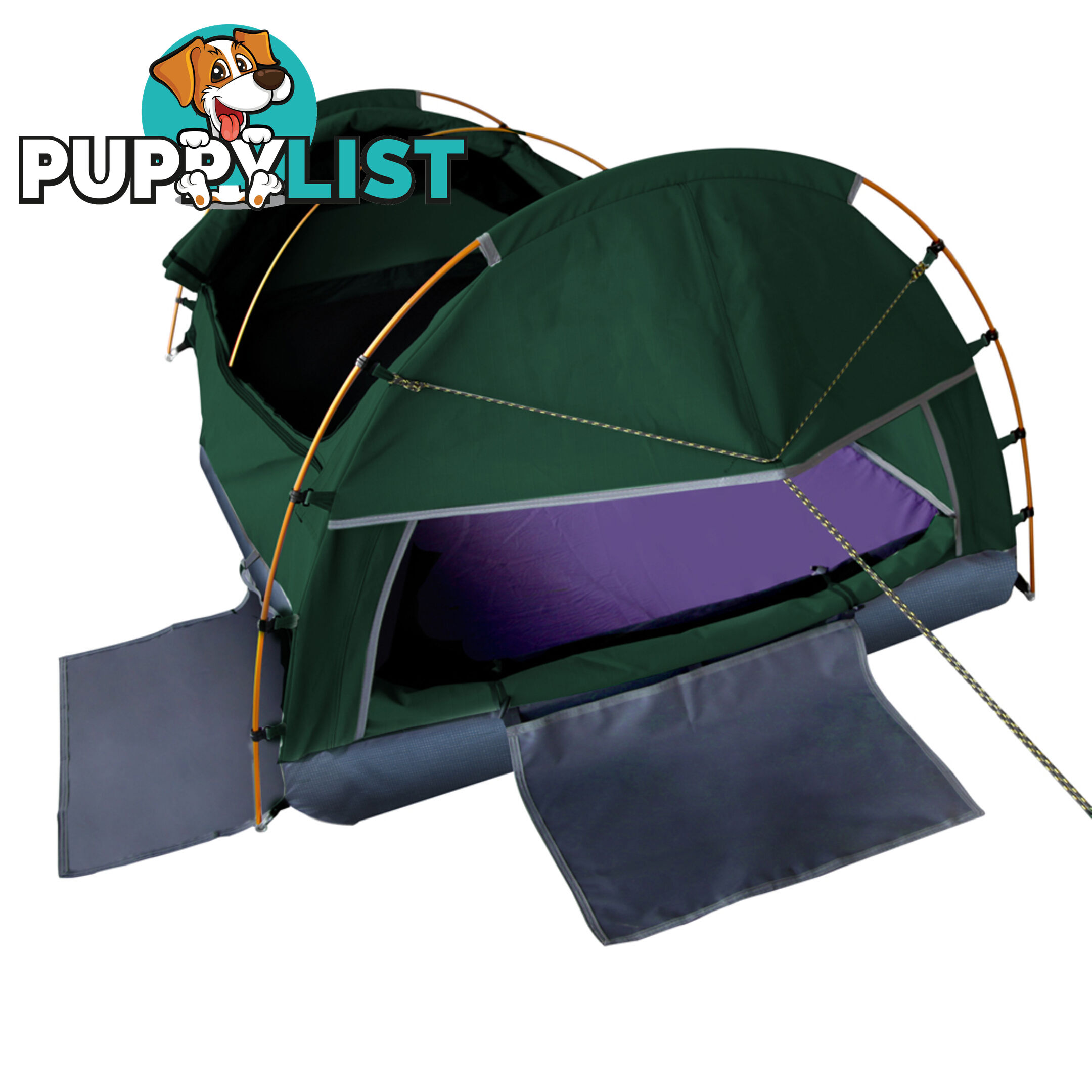 Double Camping Canvas Swag Tent Green w/ Air Pillow