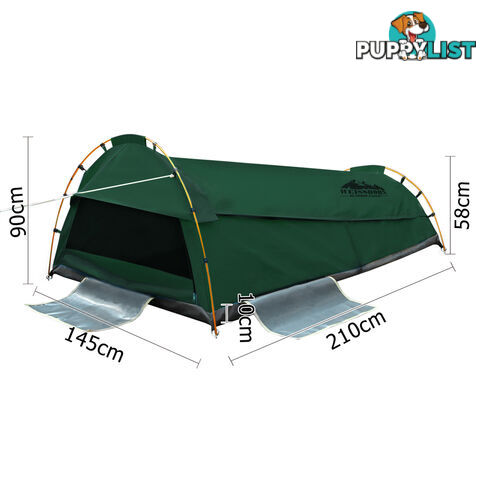 Double Camping Canvas Swag Tent Green w/ Air Pillow