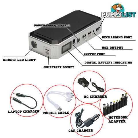 Portable Emergency Jump Starter 30000mAh Backup Power Bank Car Charger 12V 800A