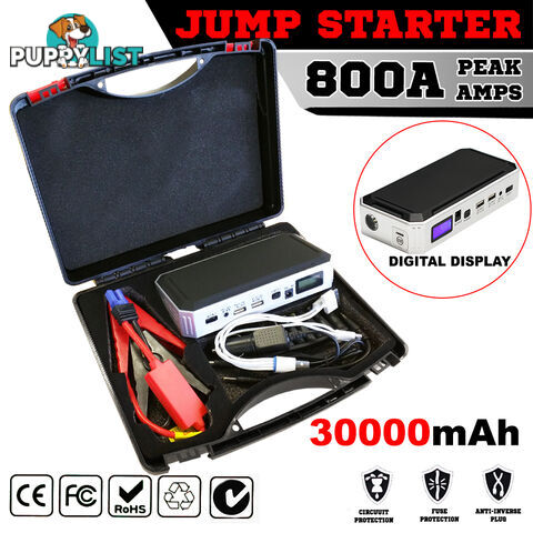 Portable Emergency Jump Starter 30000mAh Backup Power Bank Car Charger 12V 800A