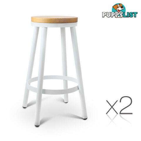 Set of 2 Round White Stackable Bar Stools