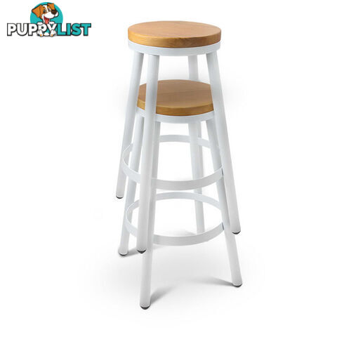 Set of 2 Round White Stackable Bar Stools