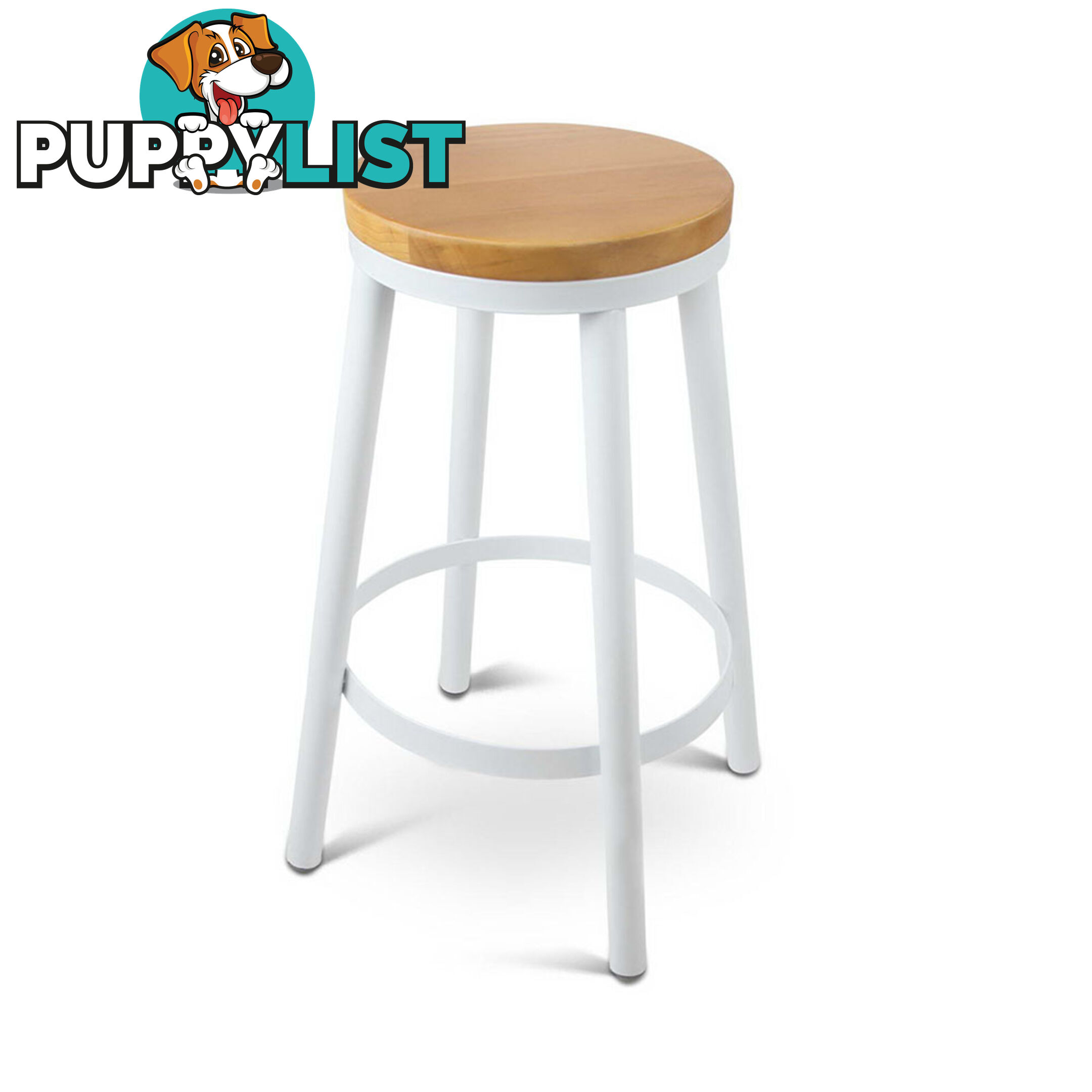 Set of 2 Round White Stackable Bar Stools