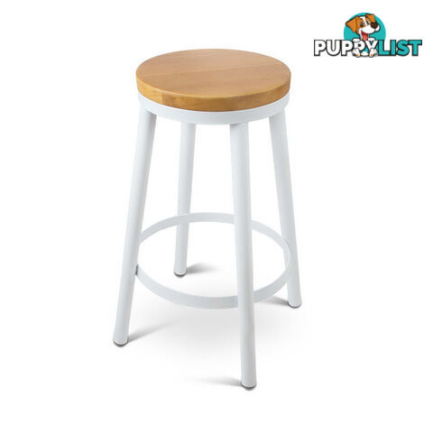 Set of 2 Round White Stackable Bar Stools