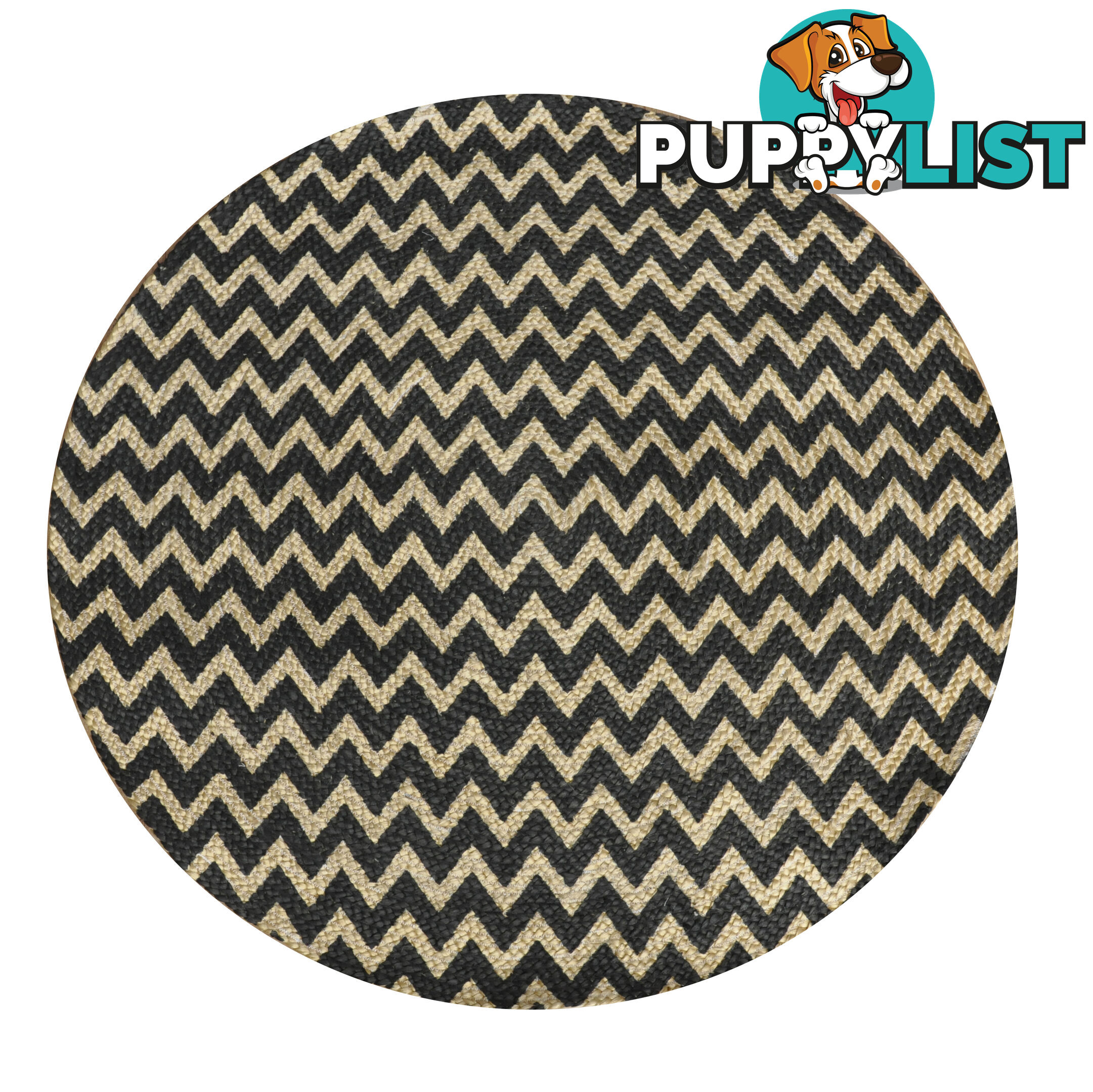 Printed Chevron Rug Black & Natural 120x120cm