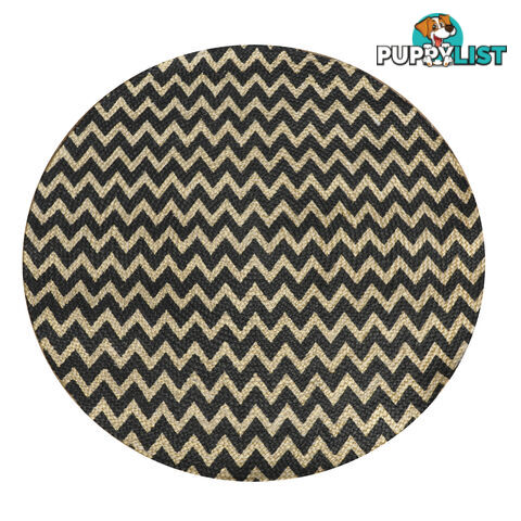 Printed Chevron Rug Black & Natural 120x120cm