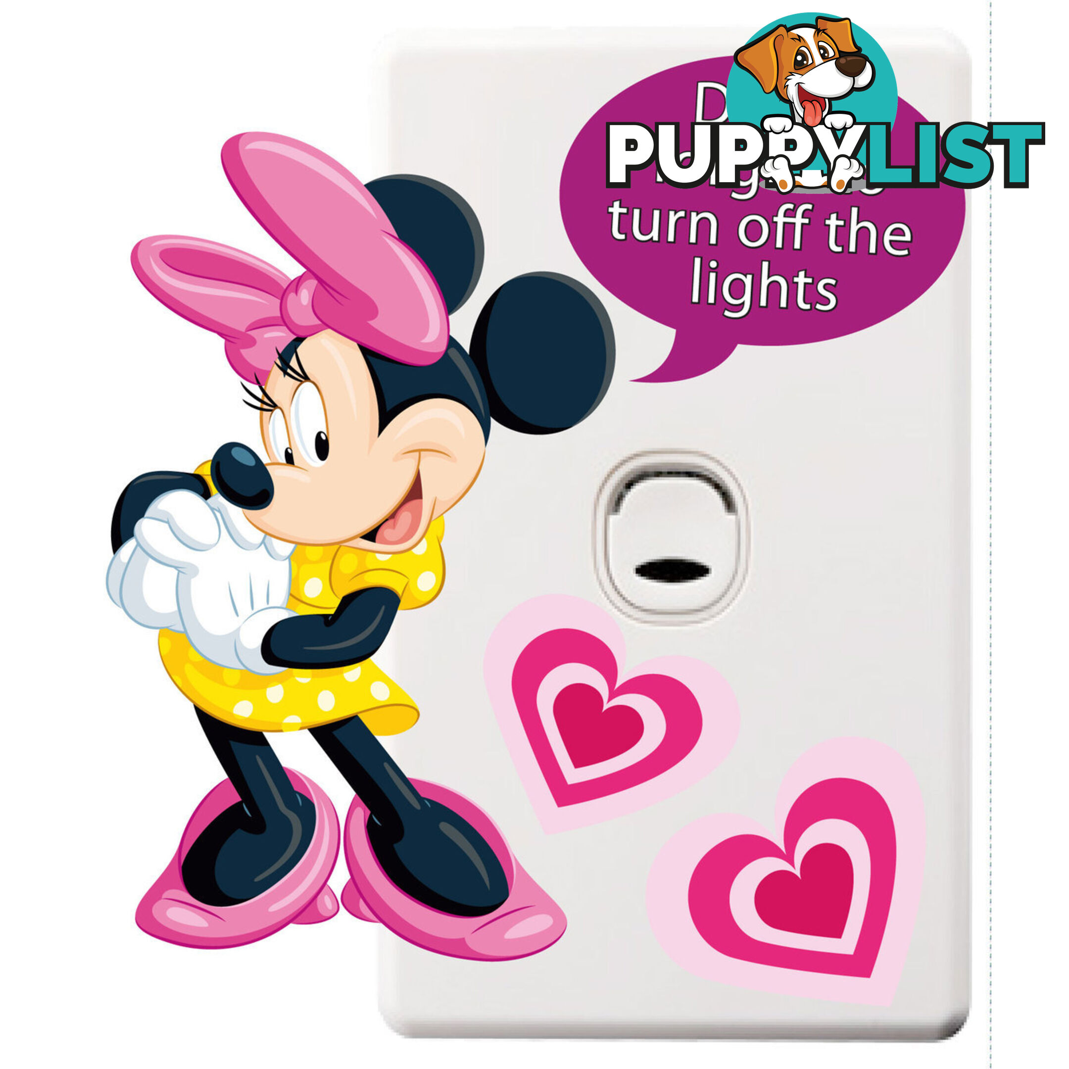 Minnie Mouse Light Switch Wall Sticker - Totally Movable