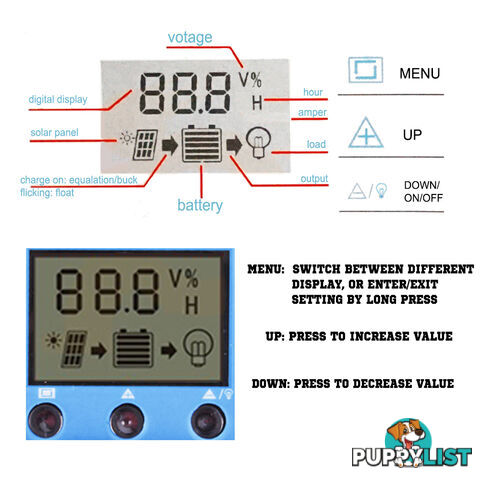 12V-24V 20A LCD Display PWM Solar Panel Regulator Charge Controller Timer PWN