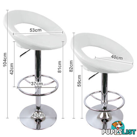 Set of 2 PU Leather Kitchen Bar Stool White