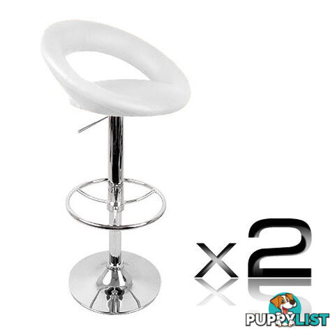 Set of 2 PU Leather Kitchen Bar Stool White