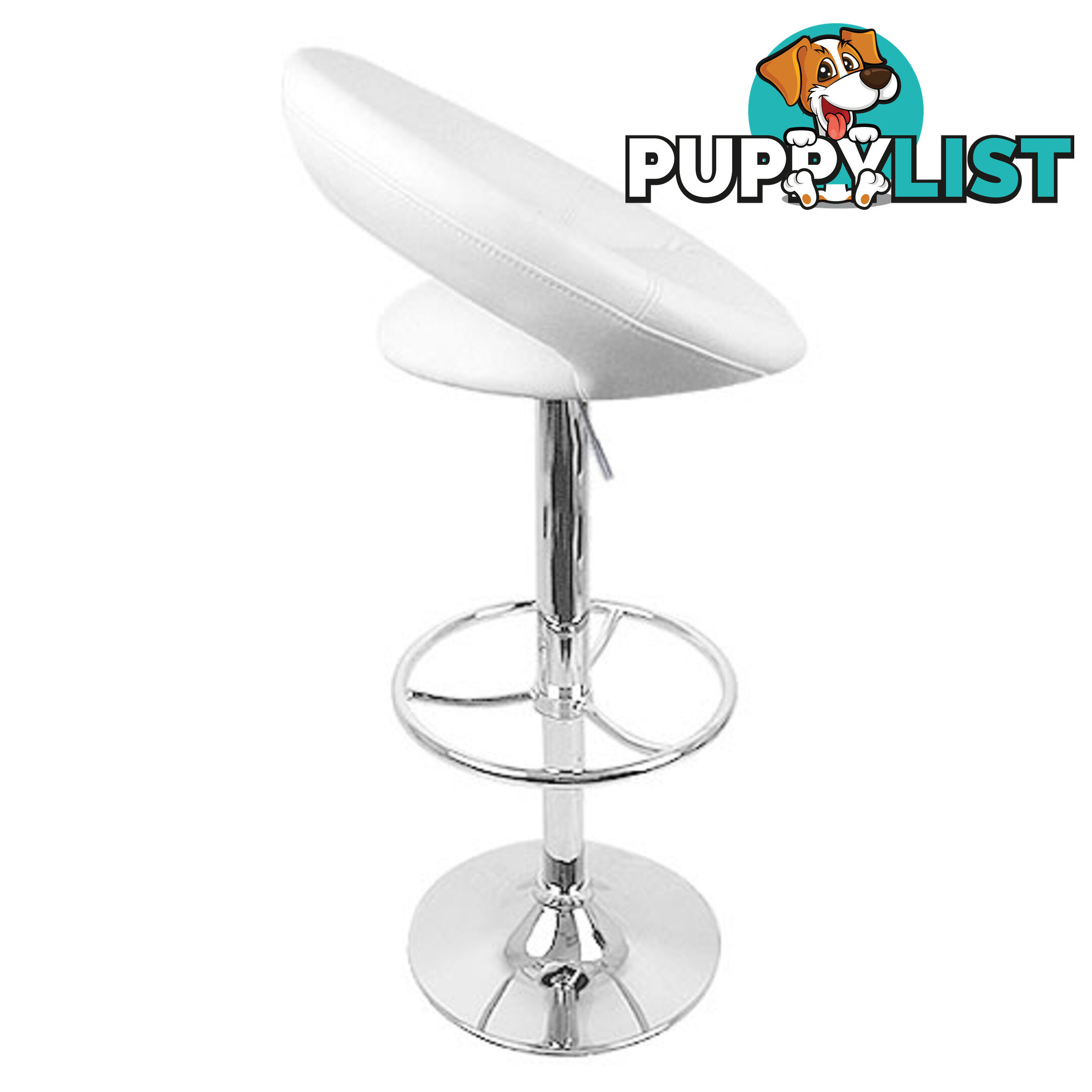 Set of 2 PU Leather Kitchen Bar Stool White