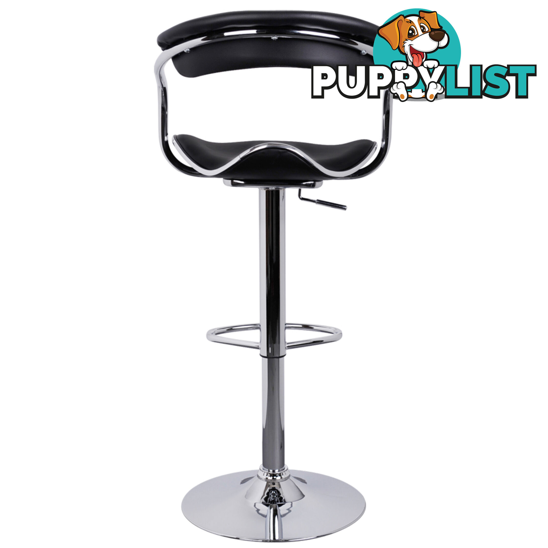 Set of 2 PU Leather Kitchen Bar Stool Black