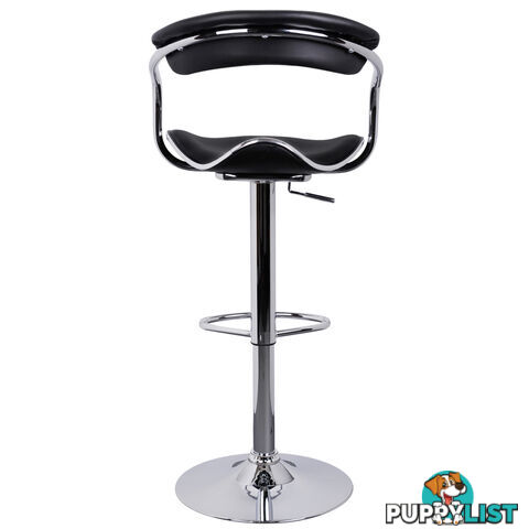 Set of 2 PU Leather Kitchen Bar Stool Black