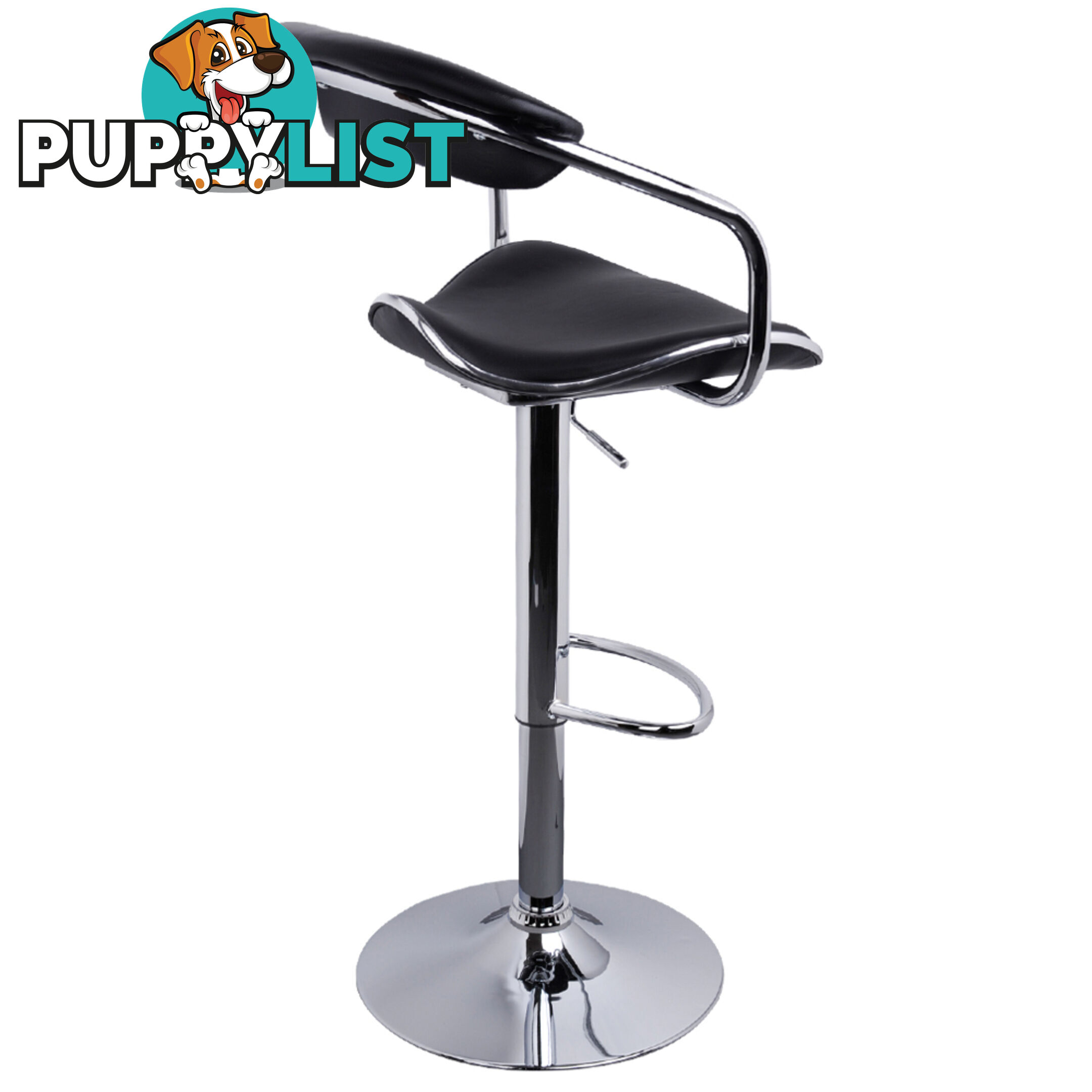 Set of 2 PU Leather Kitchen Bar Stool Black