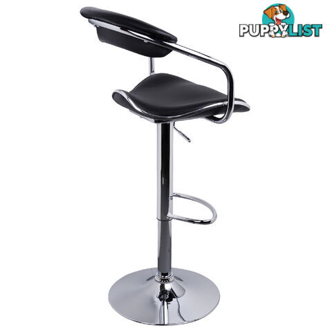 Set of 2 PU Leather Kitchen Bar Stool Black