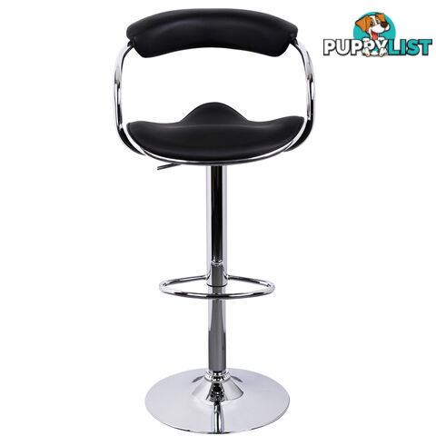 Set of 2 PU Leather Kitchen Bar Stool Black