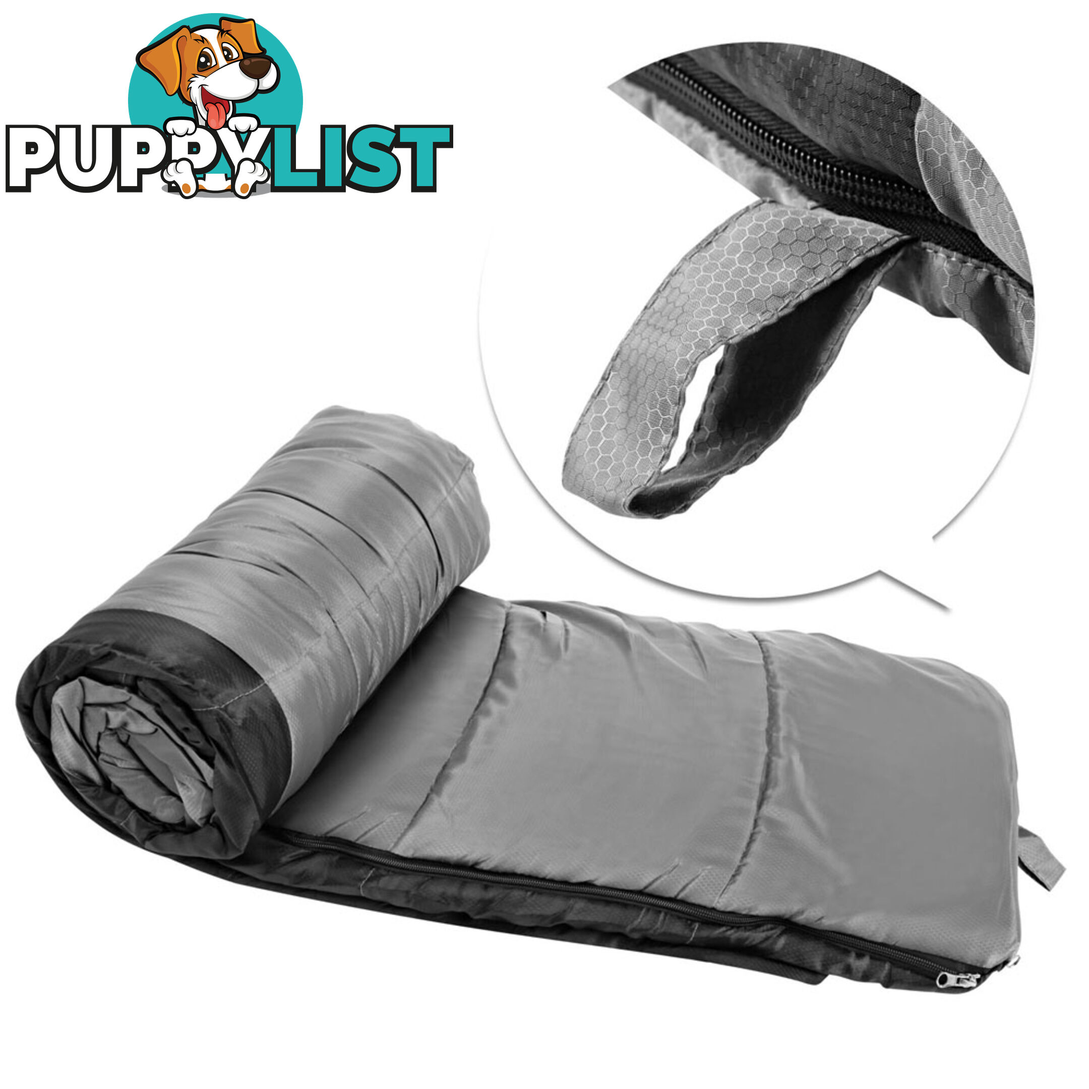 Camping Envelope Sleeping Bag Double Grey Black