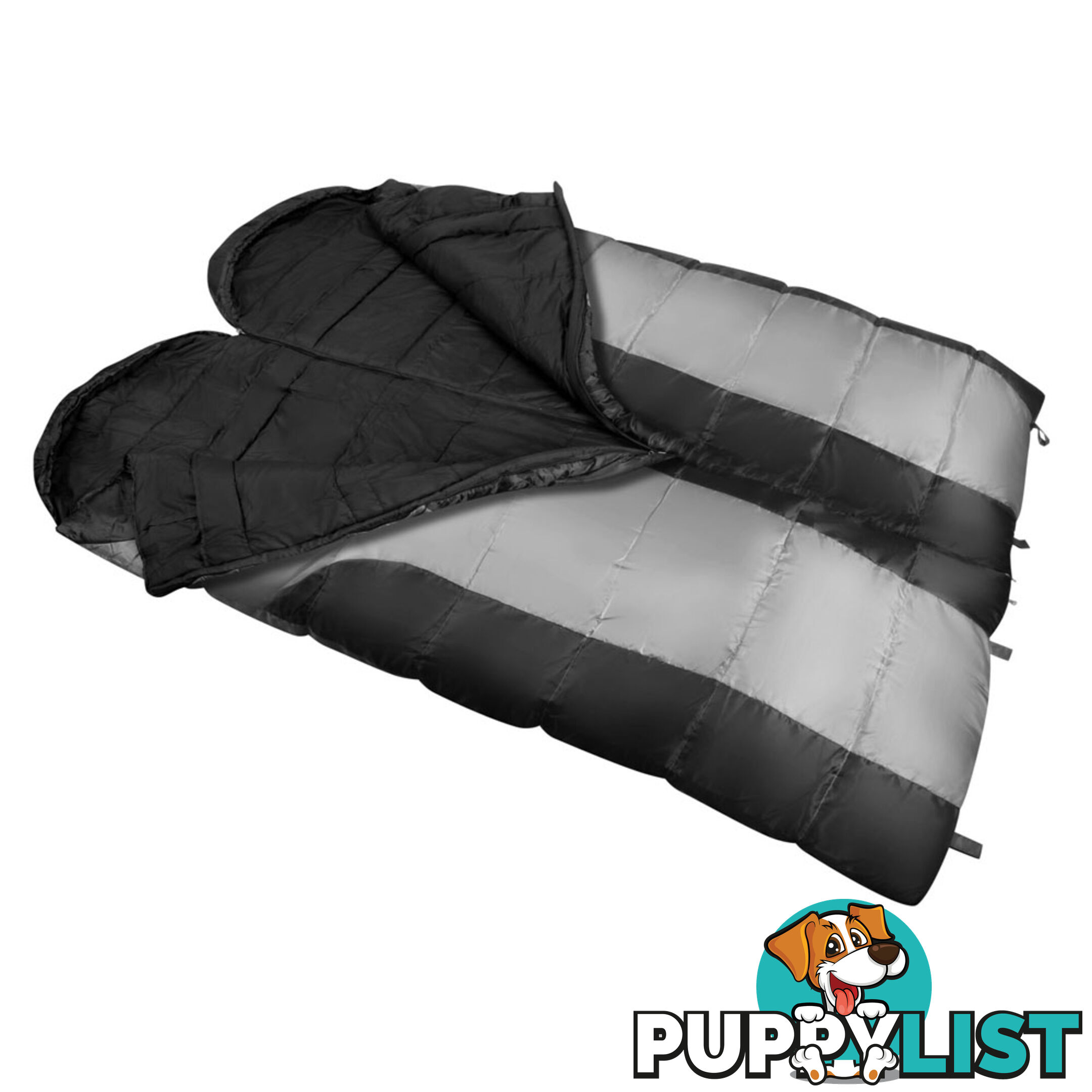 Camping Envelope Sleeping Bag Double Grey Black