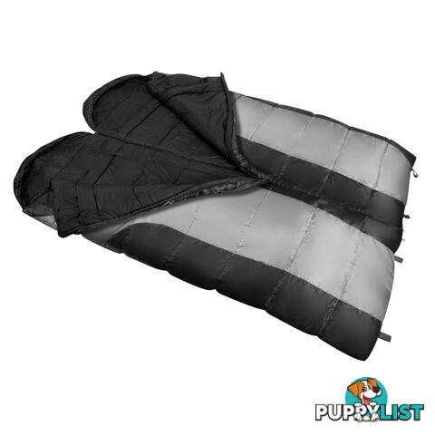 Camping Envelope Sleeping Bag Double Grey Black