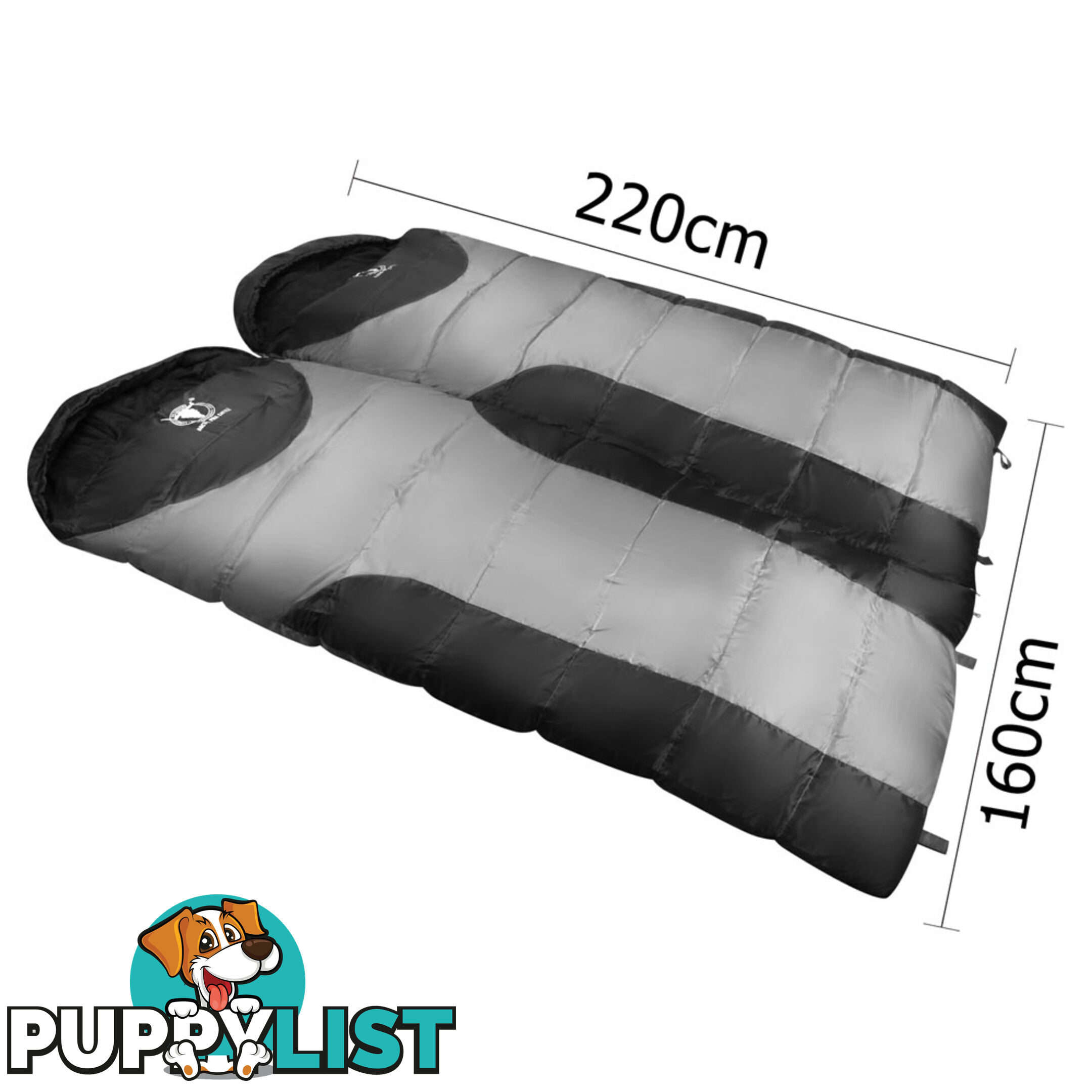 Camping Envelope Sleeping Bag Double Grey Black