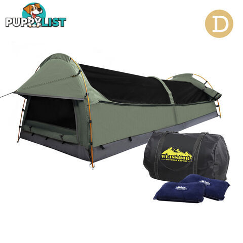 Double Camping Canvas Swag Tent Celadon w/ Air Pillow