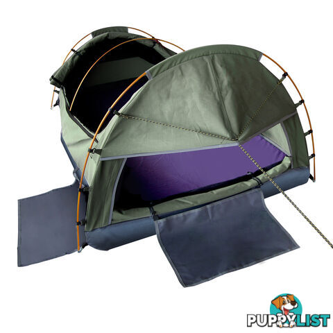 Double Camping Canvas Swag Tent Celadon w/ Air Pillow