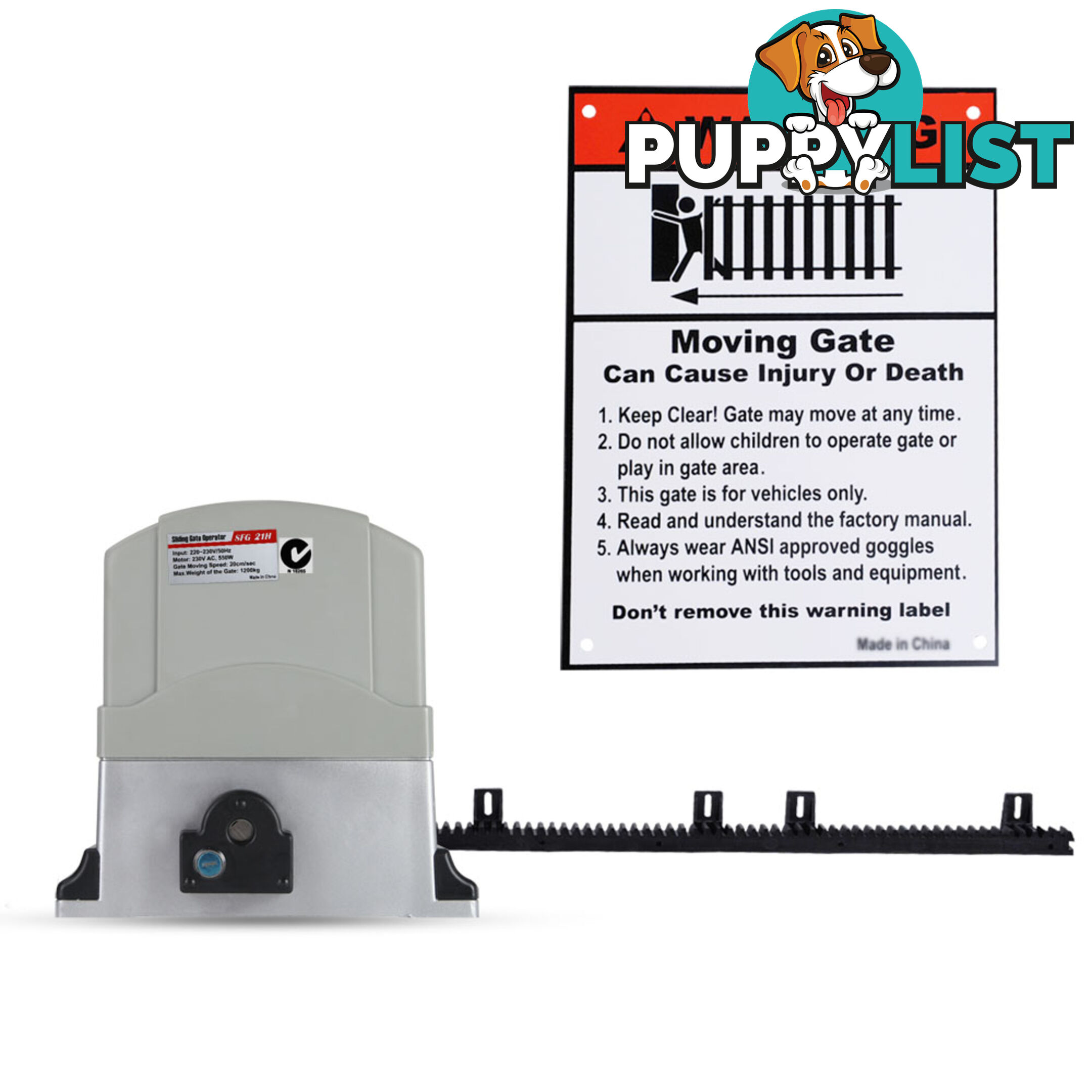 Automatic Sliding Gate Opener with 2 Remote Controls