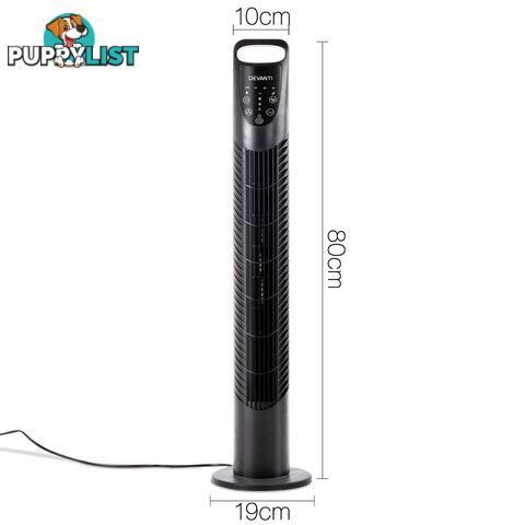 3 Speed Tower Fan  with Remote Control - Black