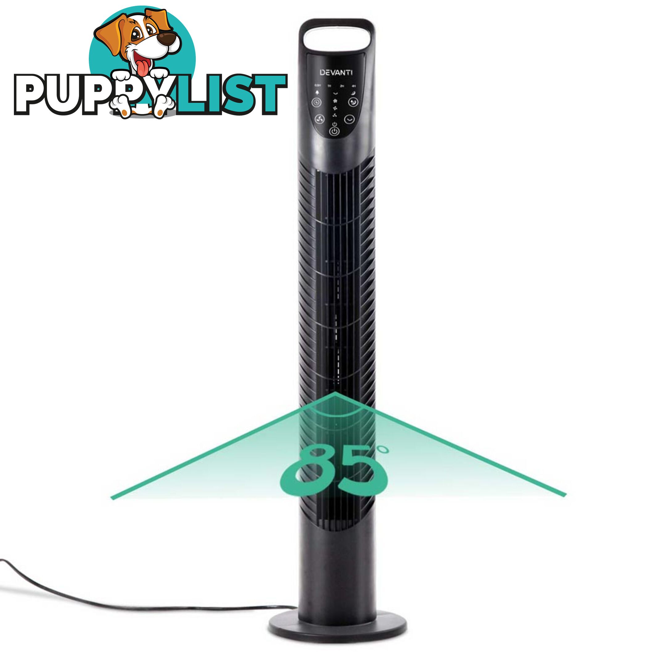 3 Speed Tower Fan  with Remote Control - Black