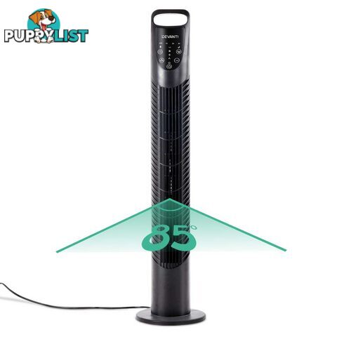 3 Speed Tower Fan  with Remote Control - Black