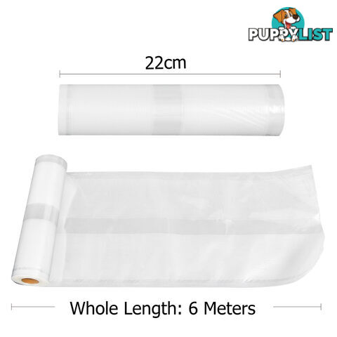 Set of 10 Vacuum Food Sealer Storage Rolls 6m x 22cm