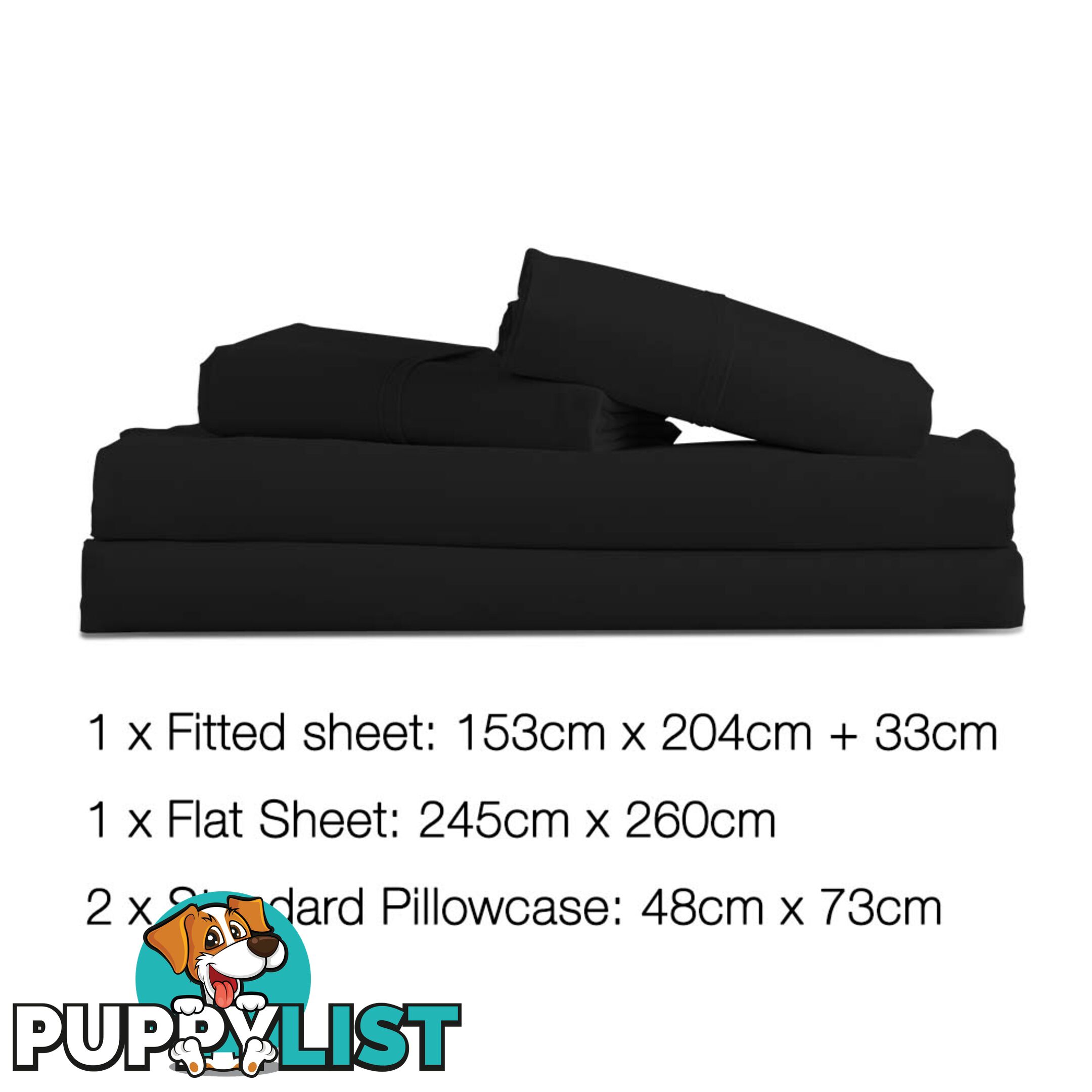 4 Piece Microfibre Sheet Set Queen _ Black